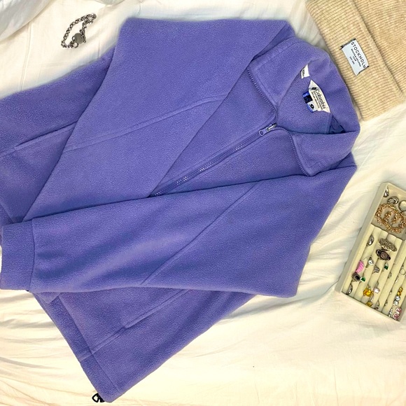 Vintage Y2K Columbia Retro Purple Women’s Full Zip Fleece Drawstring Jacket - Picture 11 of 13